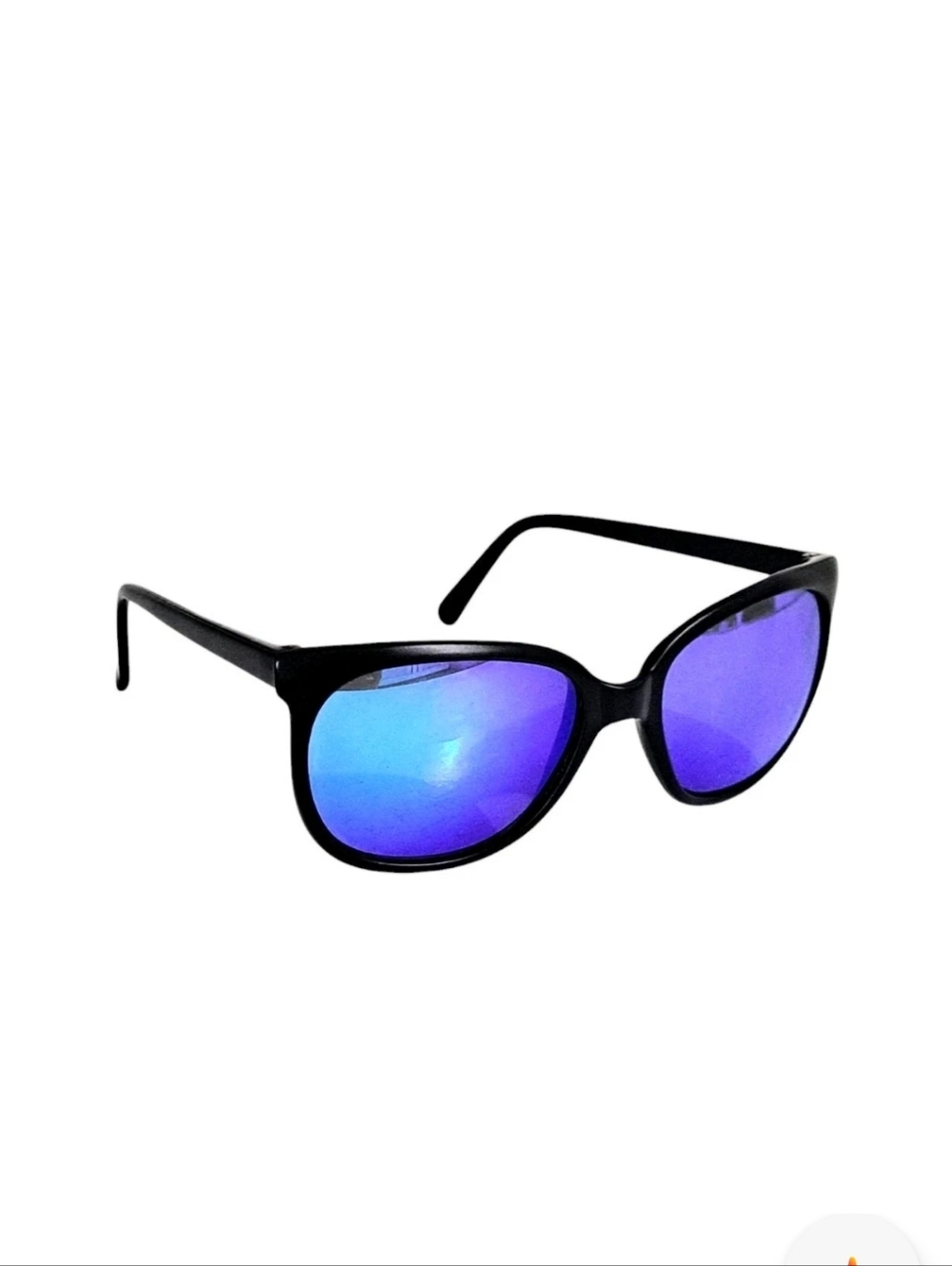 Designer Sunglasses Matte Black Mirrored Blue Made In Japan.